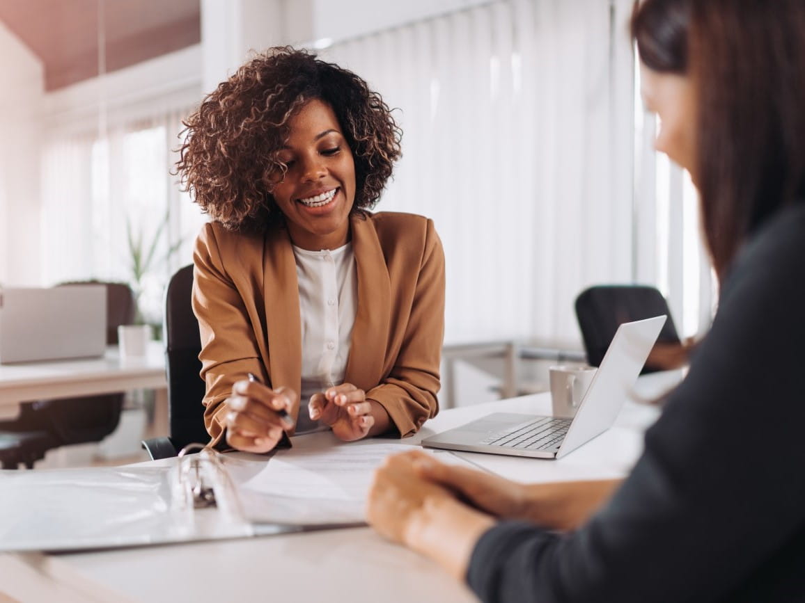 Woman advising client
