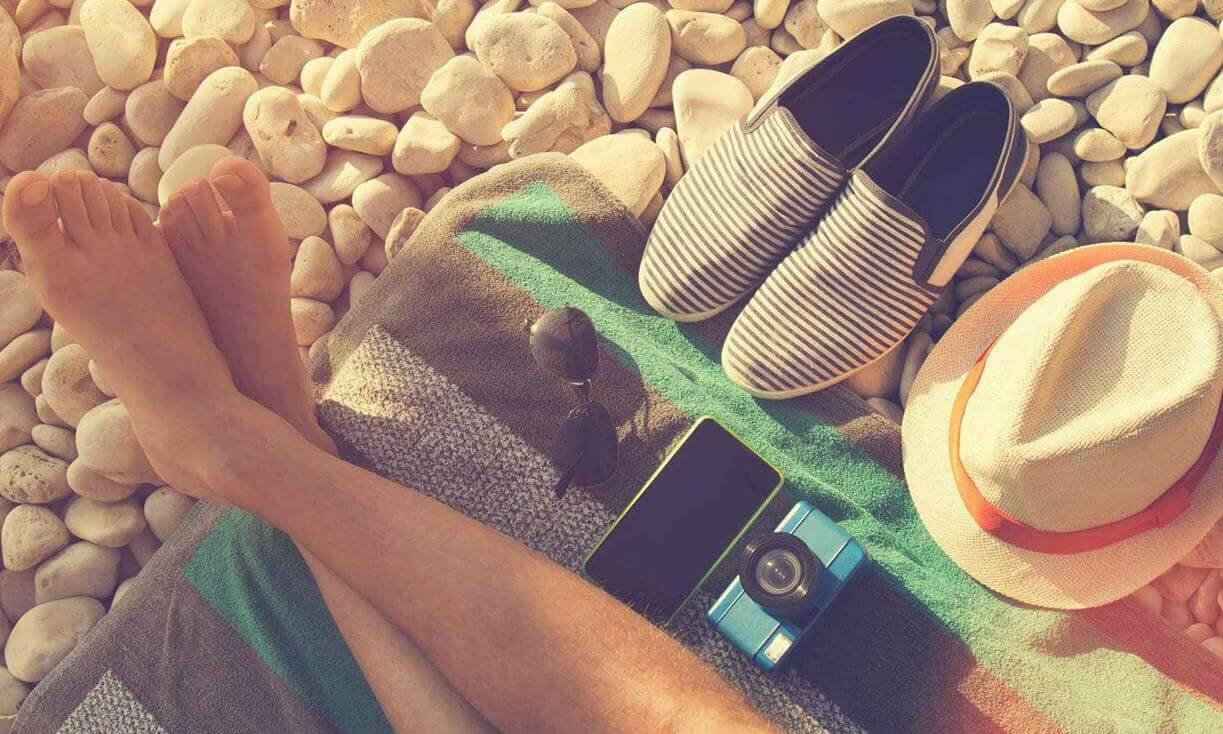 Person relaxing on a beach