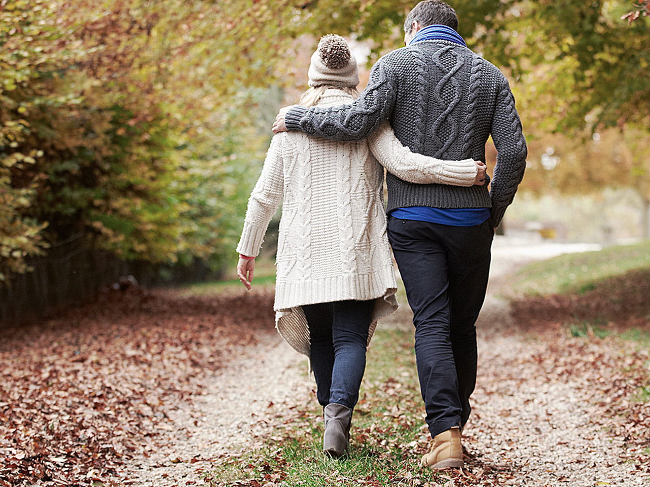 Man and woman walking