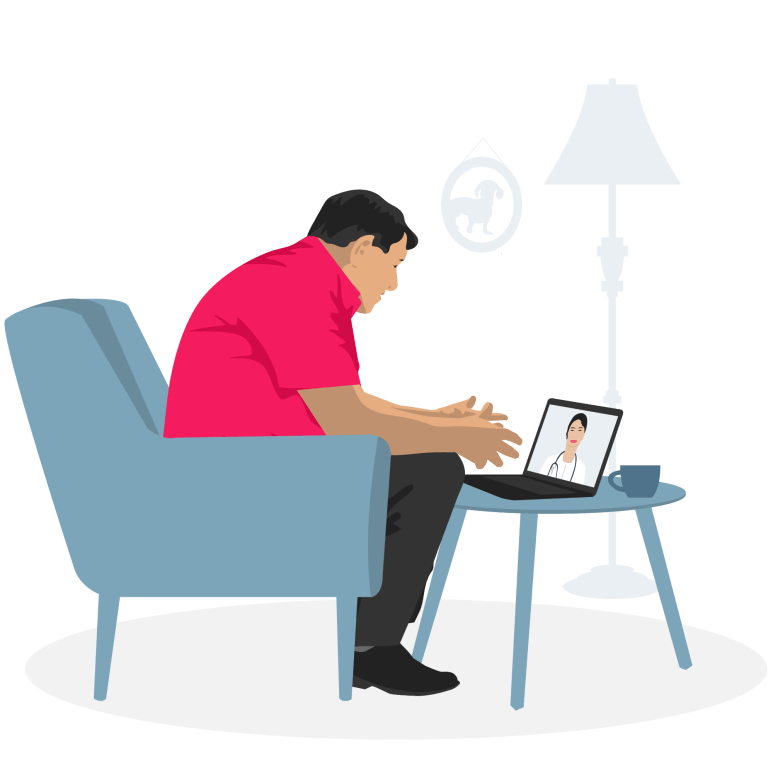 Customer speaking to a doctor in a video call