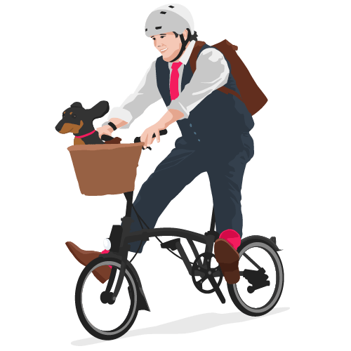 Illustration of Malcolm on a bike with Stanley