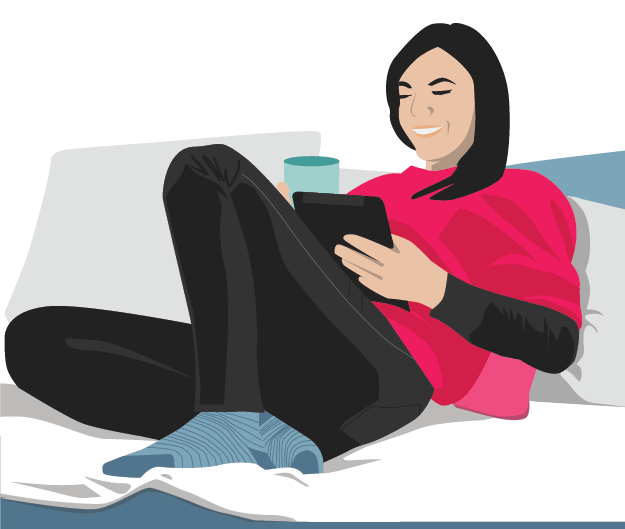 Illustration of a lady on her phone using the Vitality Member app