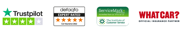 TrustPilot, Defaqto, ServiceMark and WhatCar logos 