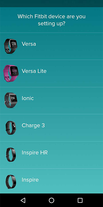Select your Fitbit device to set up