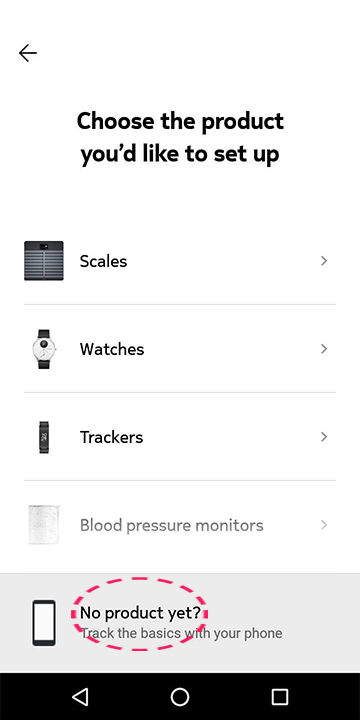 Select your Withings device to set up