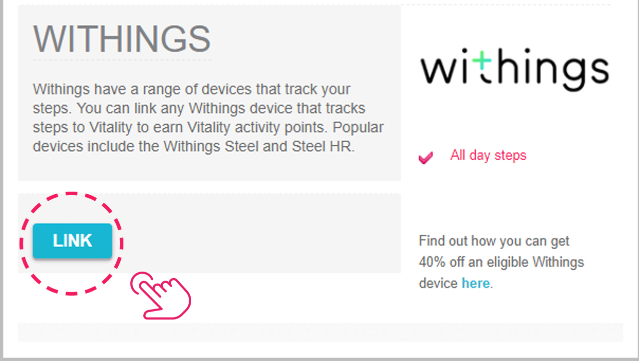 Link your Withings account to Vitality