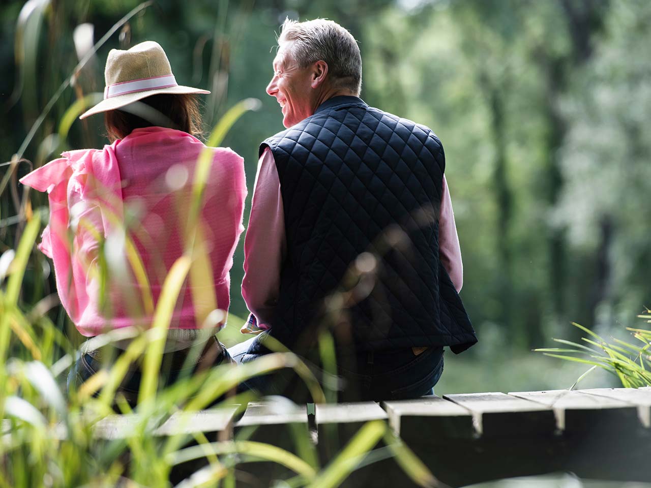 Couple sitting down and relaxing