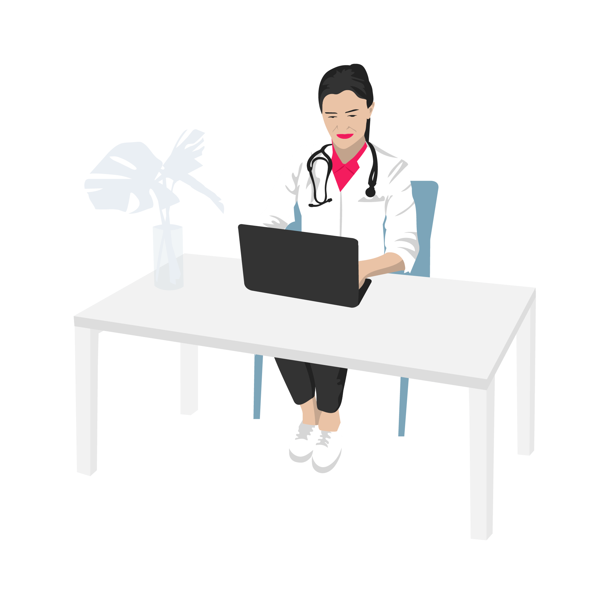 Doctor working on laptop
