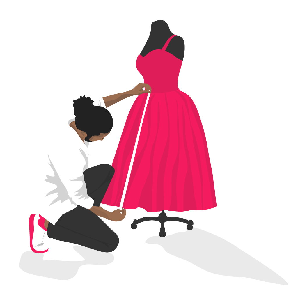 Person measuring dress