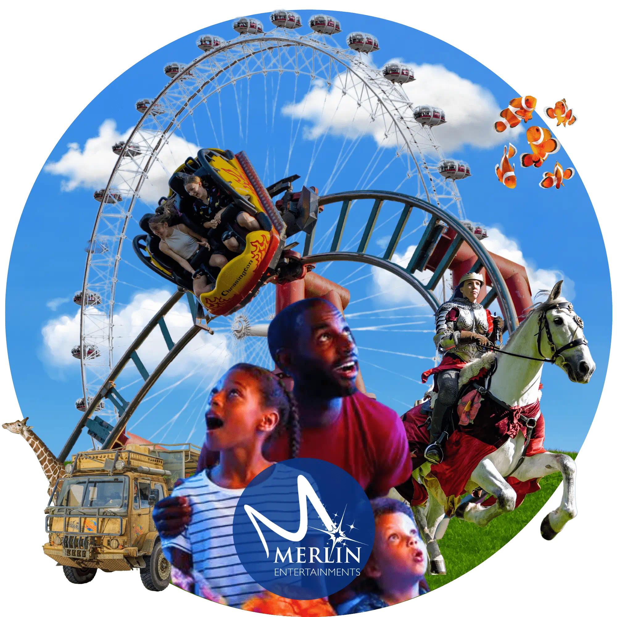 Merlin attractions examples with Merlin Entertainments logo