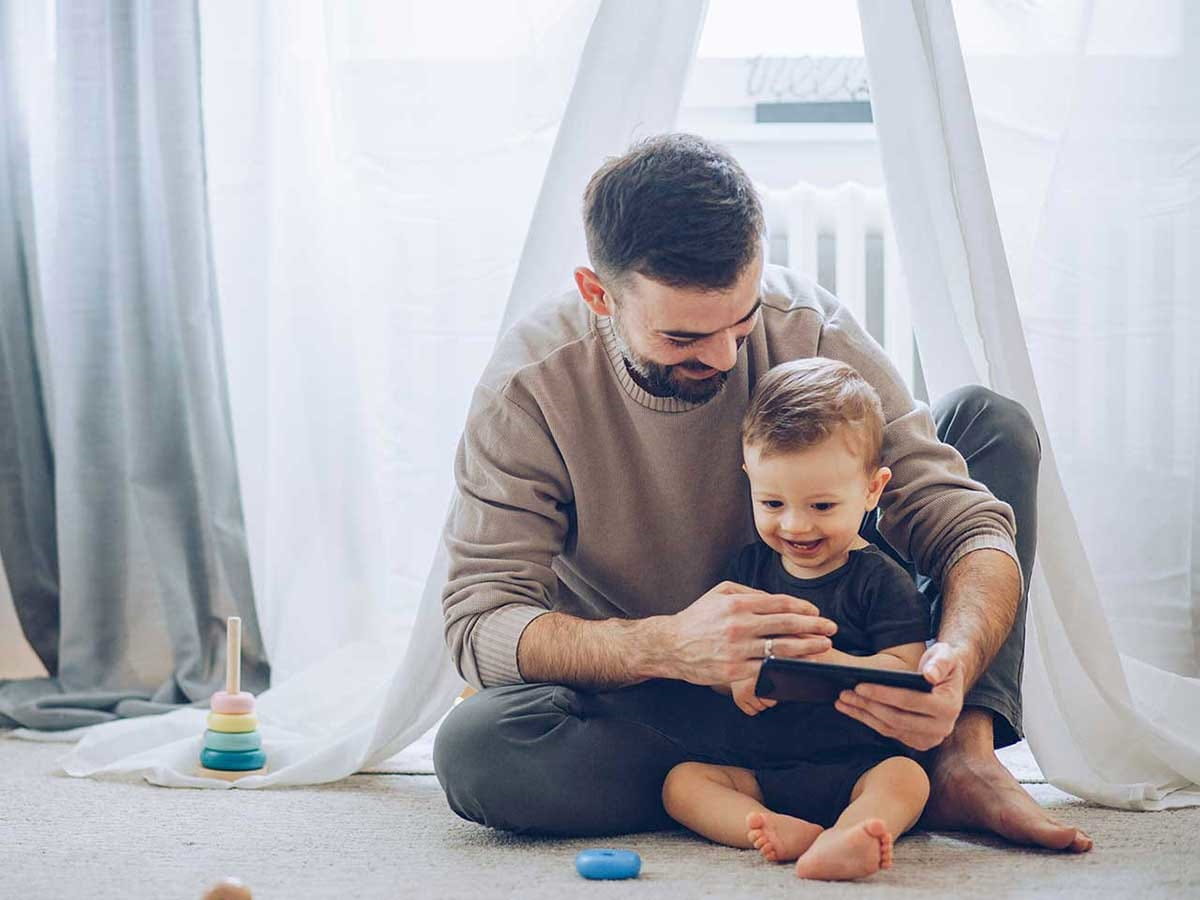 Decorate image of two children running in the forest