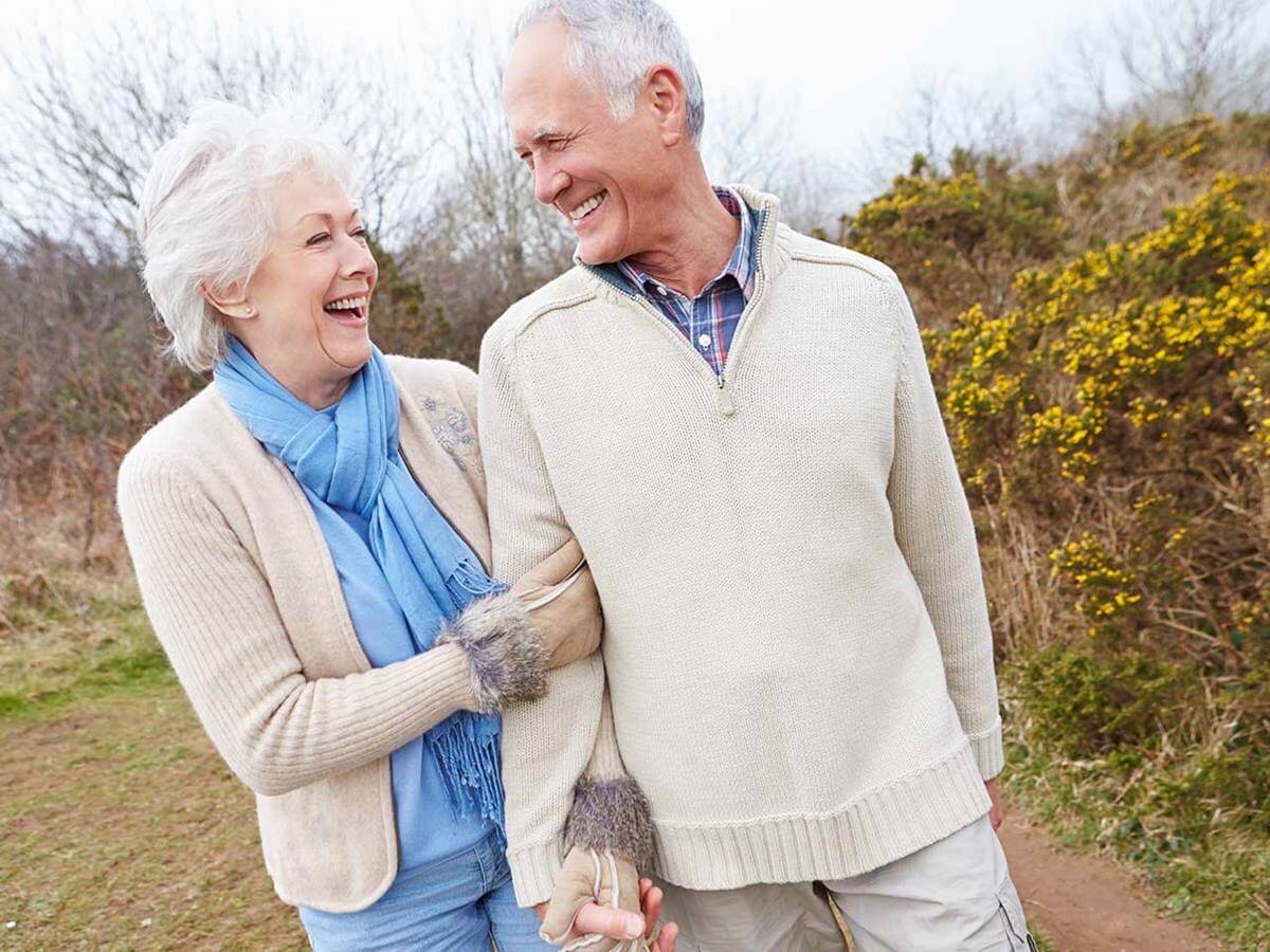 Elderly couple taking a stroll