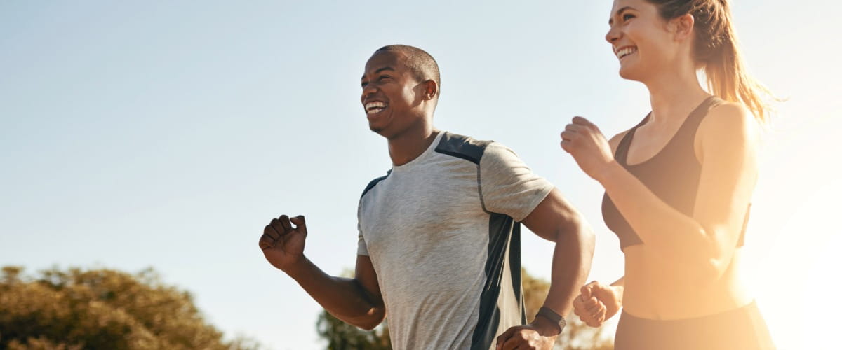 couple running together outside