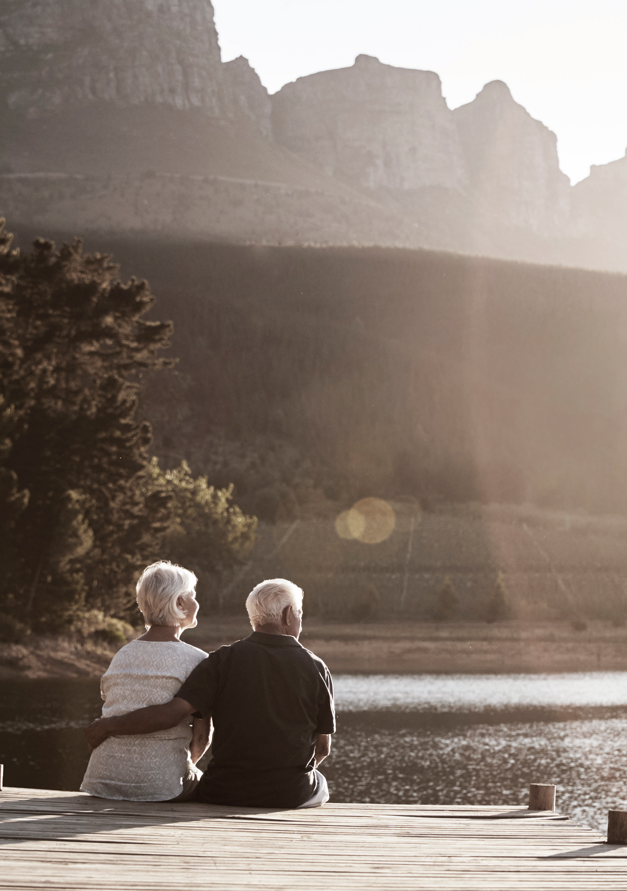 Later Life Options couple by lake scene