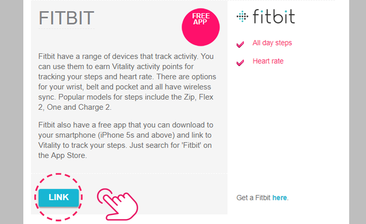 Link your Fitbit account to Vitality