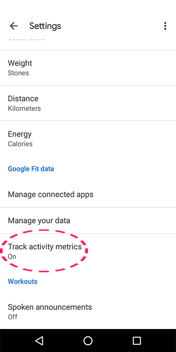 Check 'Track activity metrics' is turned on