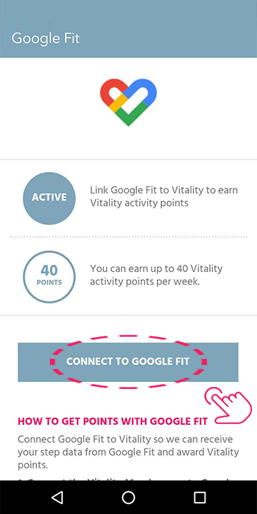 Tap ' Connect to Google Fit'