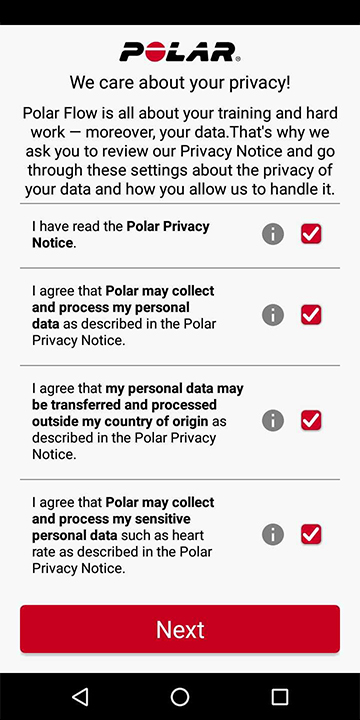 Agree to Polar's terms
