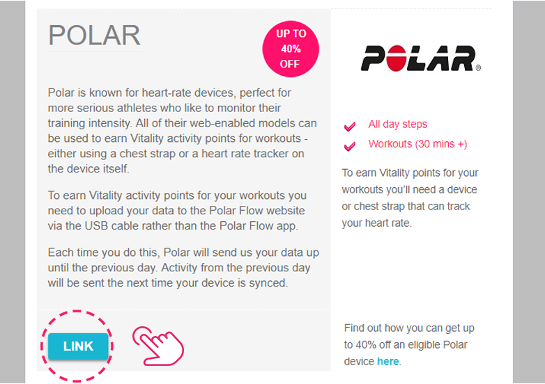 Link your Polar account to Vitality