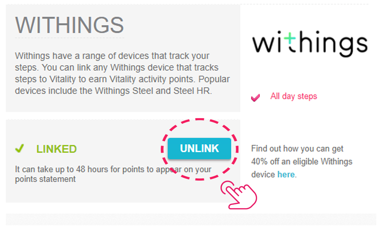 Re-link Withings to Vitality